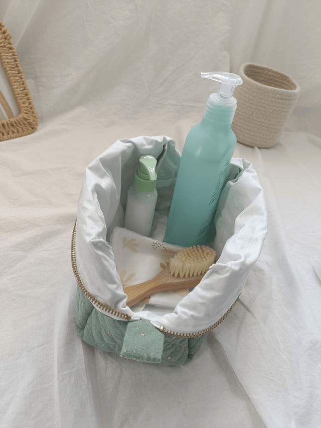 Trousse de toilette vert sauge